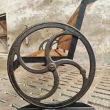 Antique garden bench cast iron with old beams 210 cm