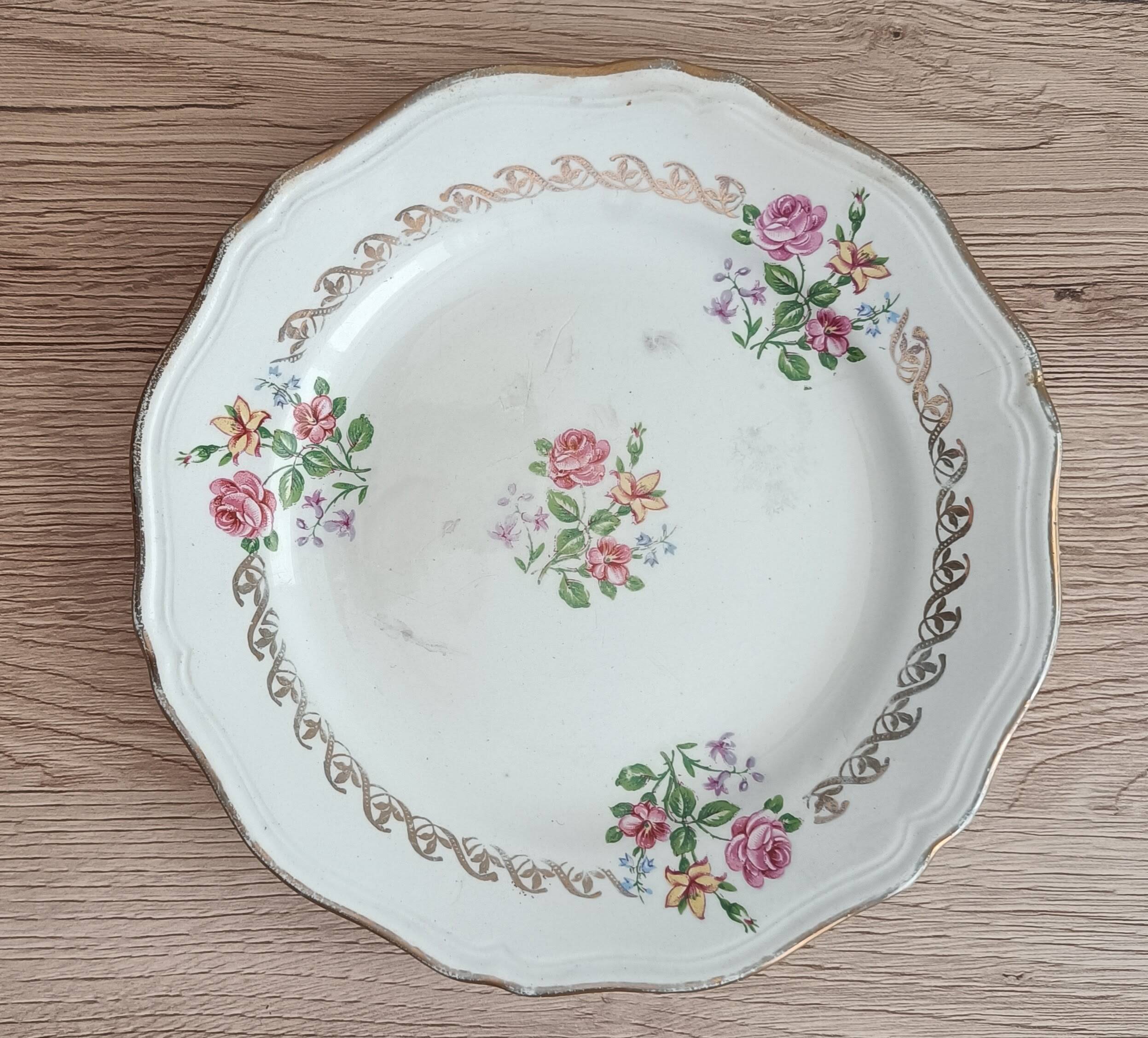 Set of flat dessert service and 6 plates l'Amandinoise St-Amand