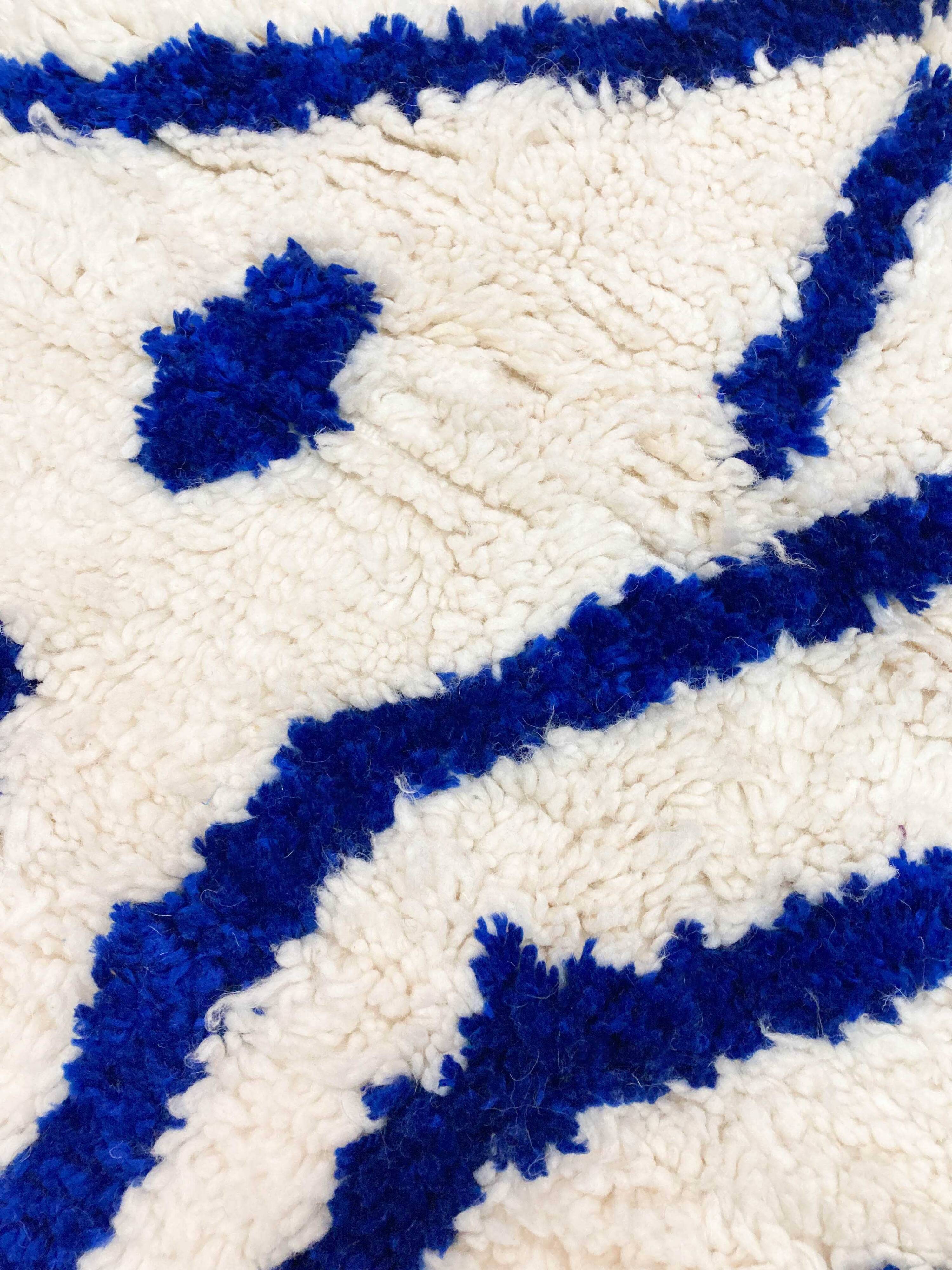Azilal Moroccan Berber rug with majorelle blue patterns 2.53x1.45m new
