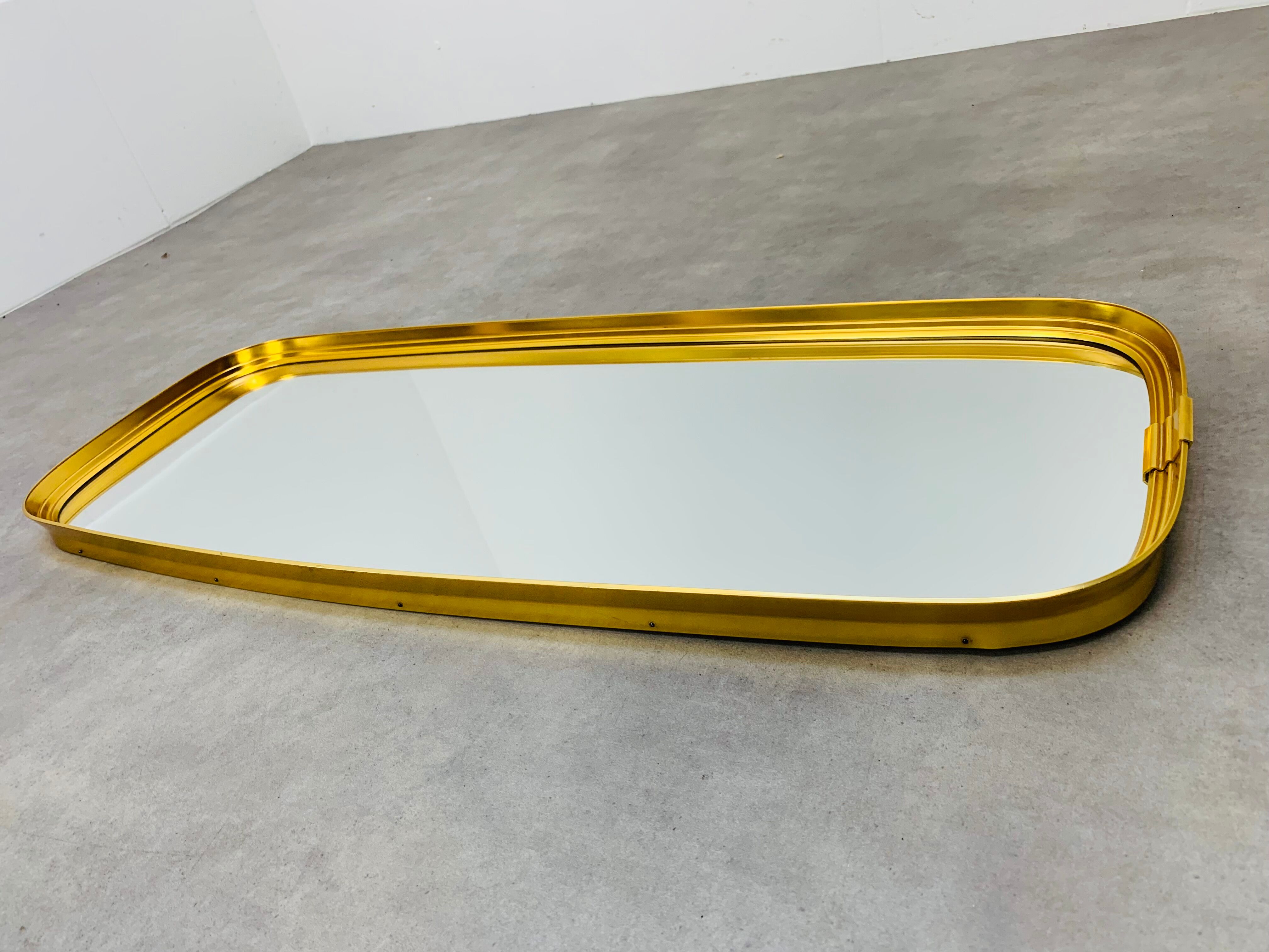 Mirror rearview mirror gold strapping Schönform 60s