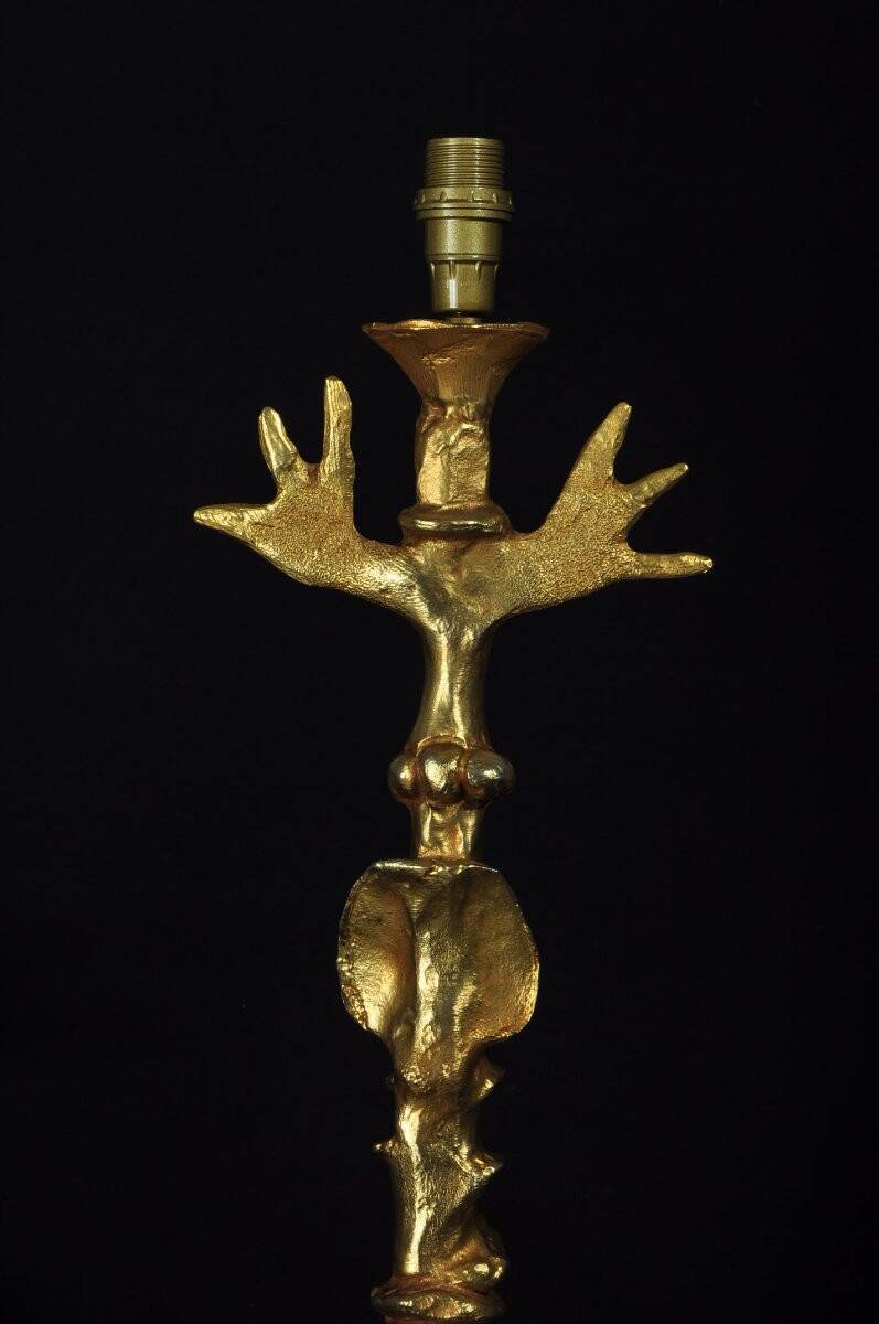 Pierre Casenove lamp base sculpture gilded bronze circa 1980