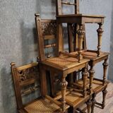 Set of six Renaissance-style chairs in solid wood