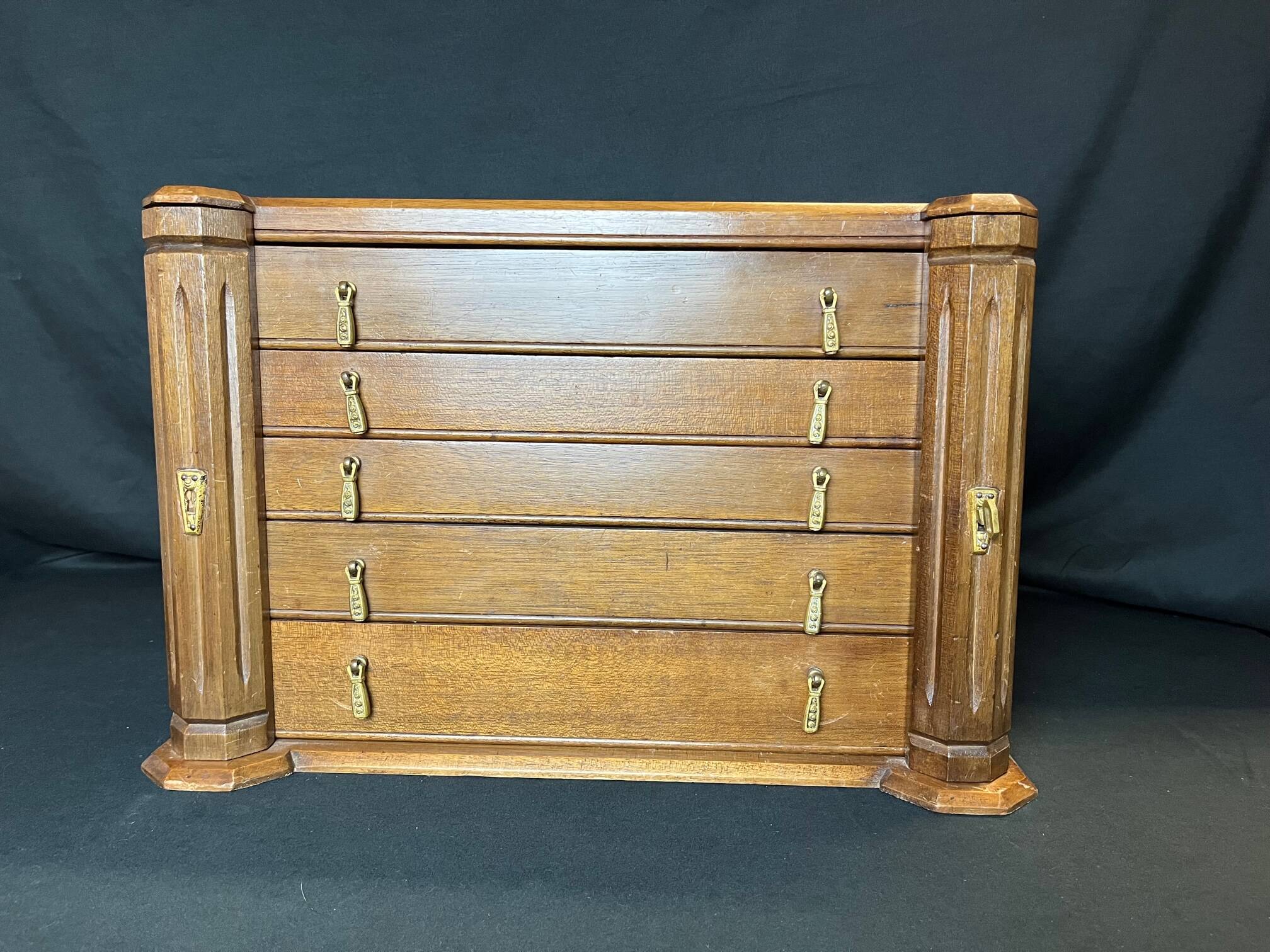 Art Deco important silver-plated metal cutlery set with wooden box Perrin early 20th century