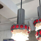 Pendant lamp 3 lights chrome - 70s