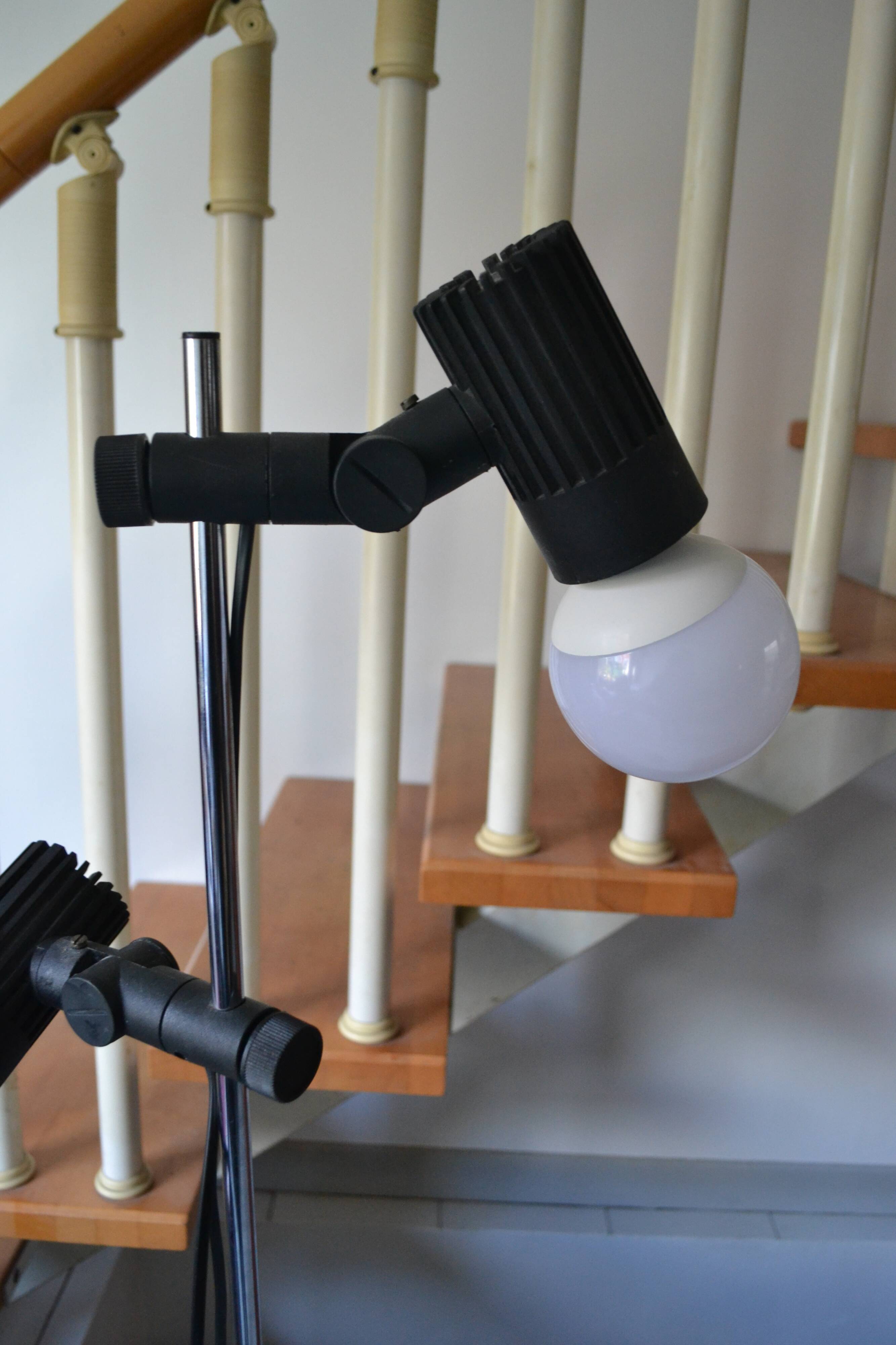 Floor lamp 2 adjustable spots 70s Hustadt-Leuchten