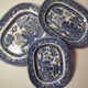 3 Crown Pottery JT Hudden Longton serving dishes guaranteed, willow pattern, willow pattern 19th century
