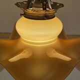 Draped tulip pendant in caramel opaline & brass – Vintage