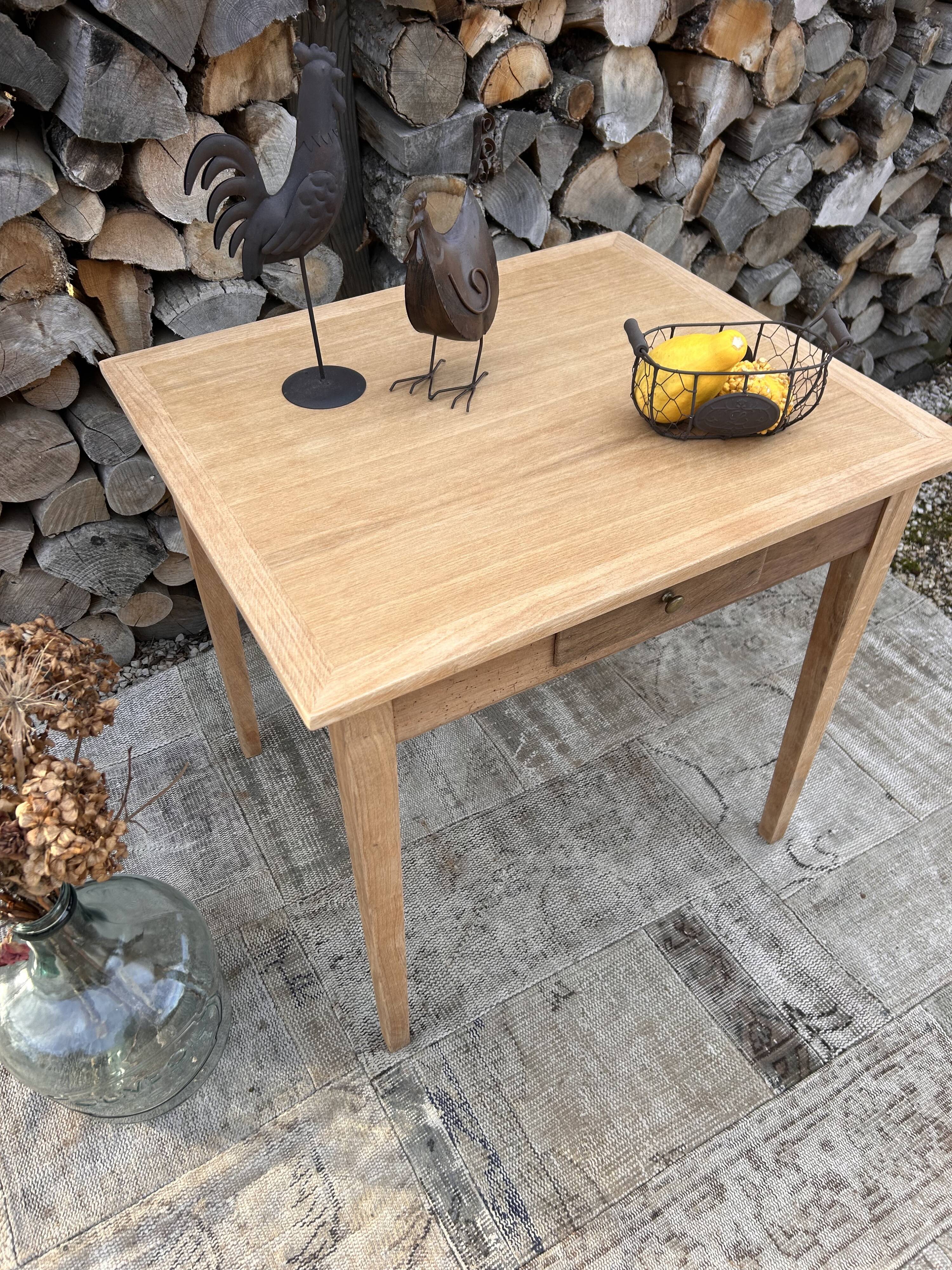 Renovated wooden farmhouse table