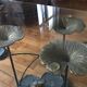Glass and forged metal coffee table, frog and neuphar décor