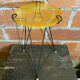 Antique Tripod Side Table Black Metal & Yellow Glass Bowl Years