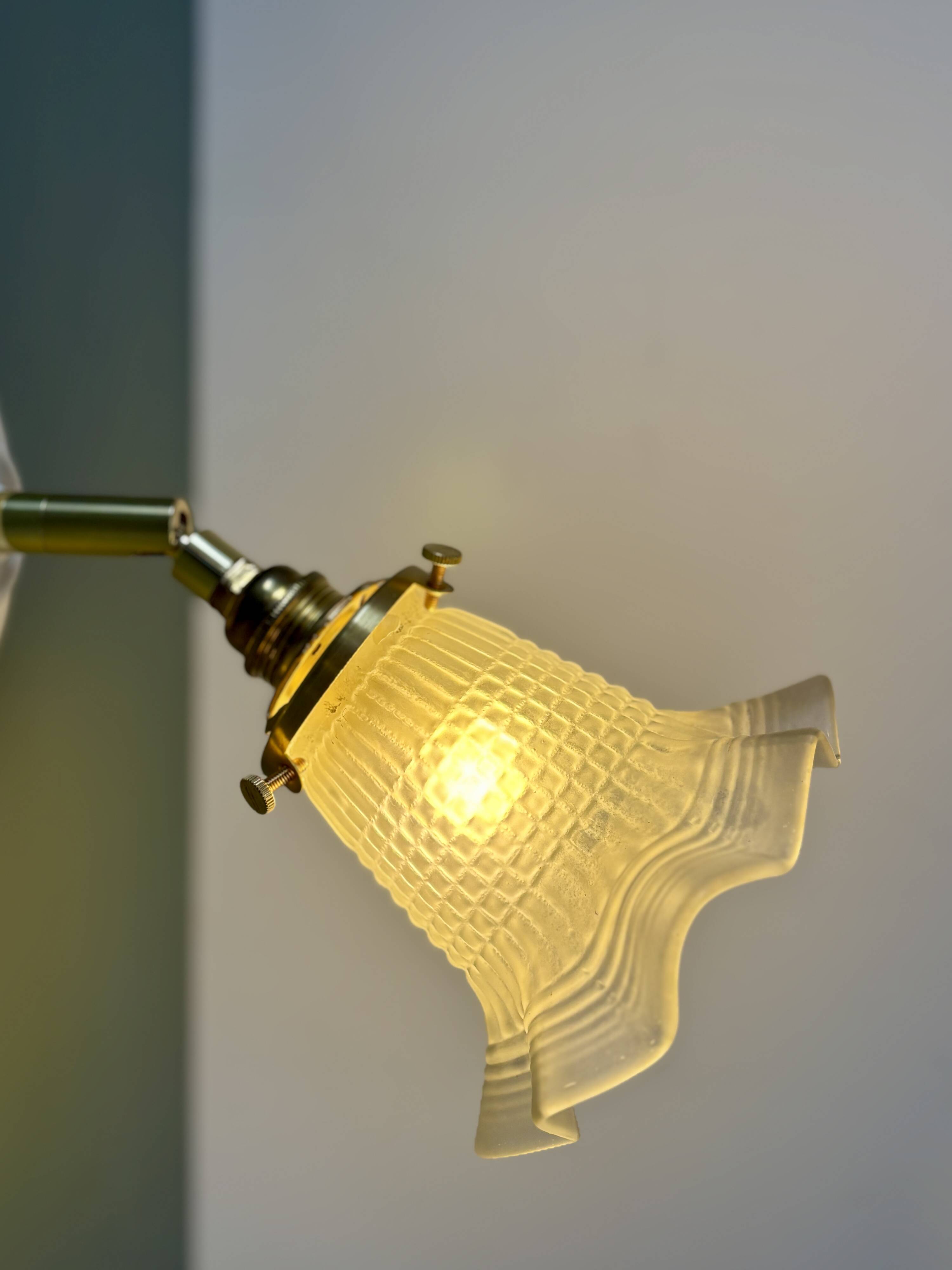 Vintage frosted glass tulip wall light