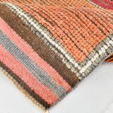 Red & Green Turkish Vintage Runner Rug, 93x342Cm