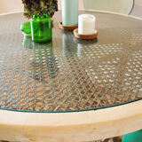 Table ronde Bois & Cannage