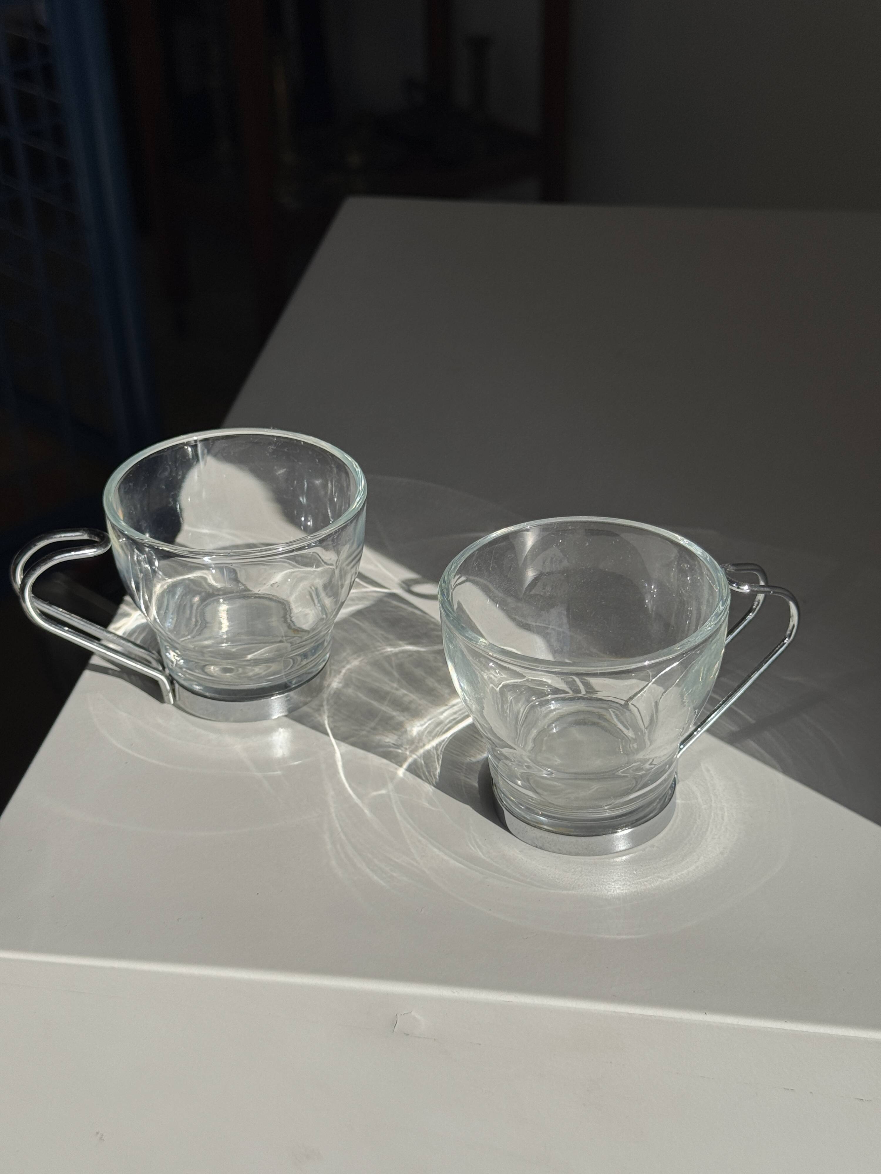 Set of 9 vintage Italian cups with metal handles.