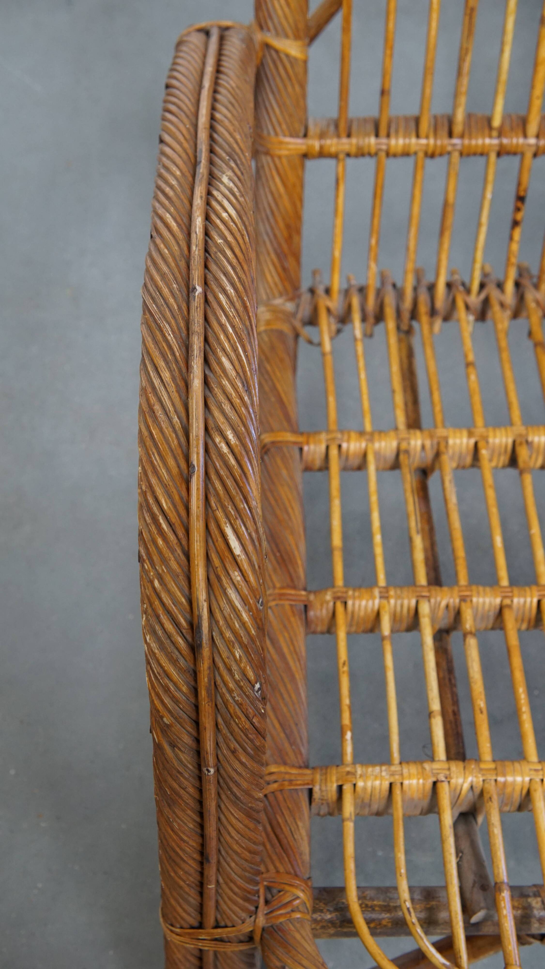 French Rattan Vintage Design Armchair from the 1950s