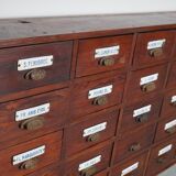 Large Antique Belgian Pitch Pine Apothecary Cabinet with Enamel Shields, 1900s