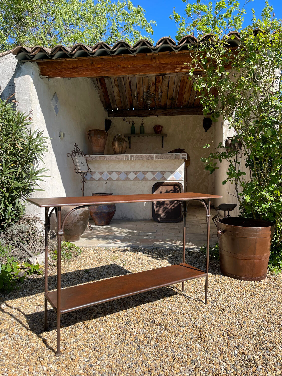 Handcrafted wrought iron console table