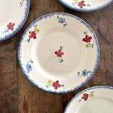 4 assiettes à dessert en faïence « Mary Lou » Digoin Sarreguemines