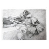 Dessin au fusain de tulipes sur papier