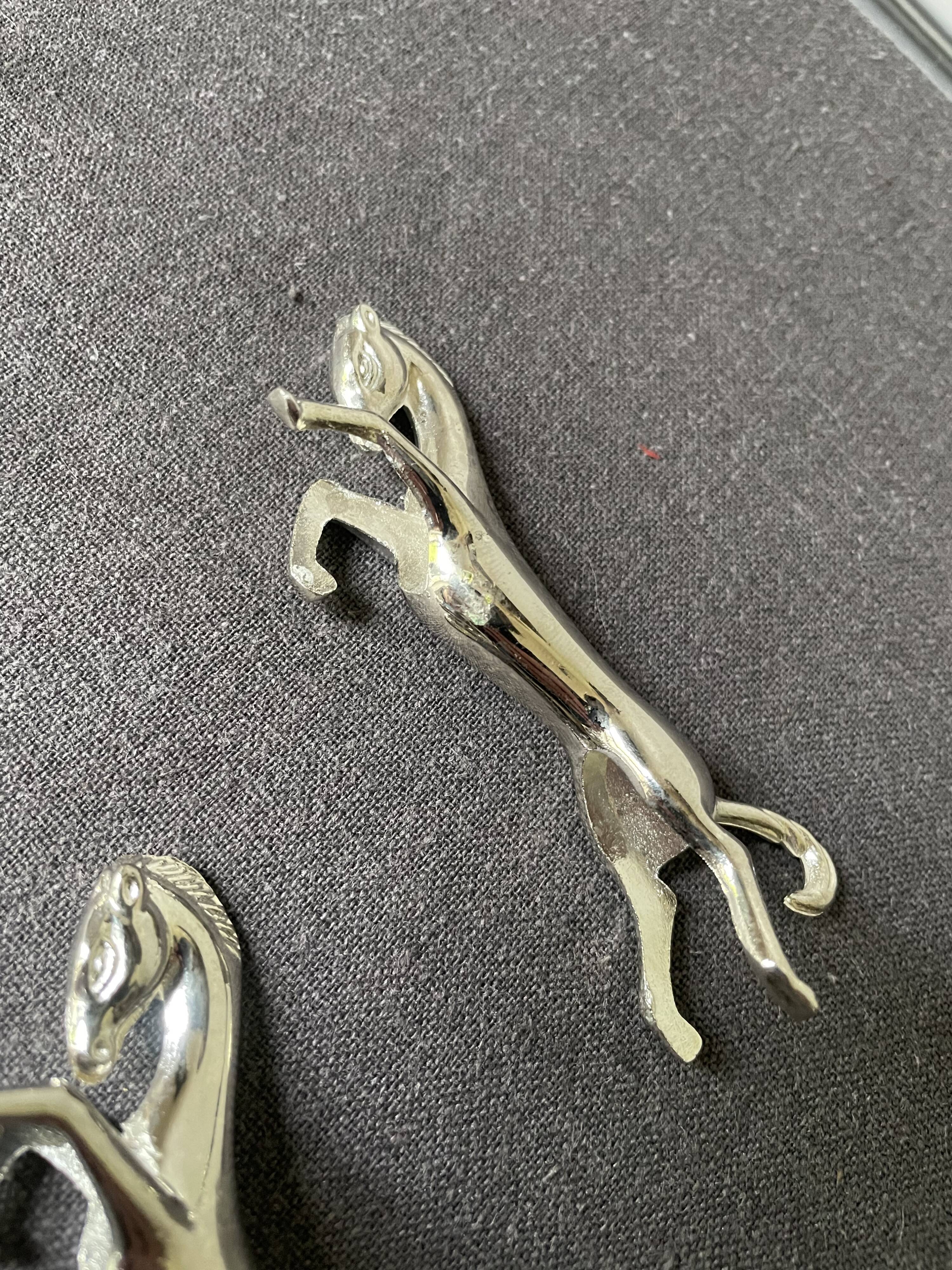 Vintage silver metal horse knife holder
