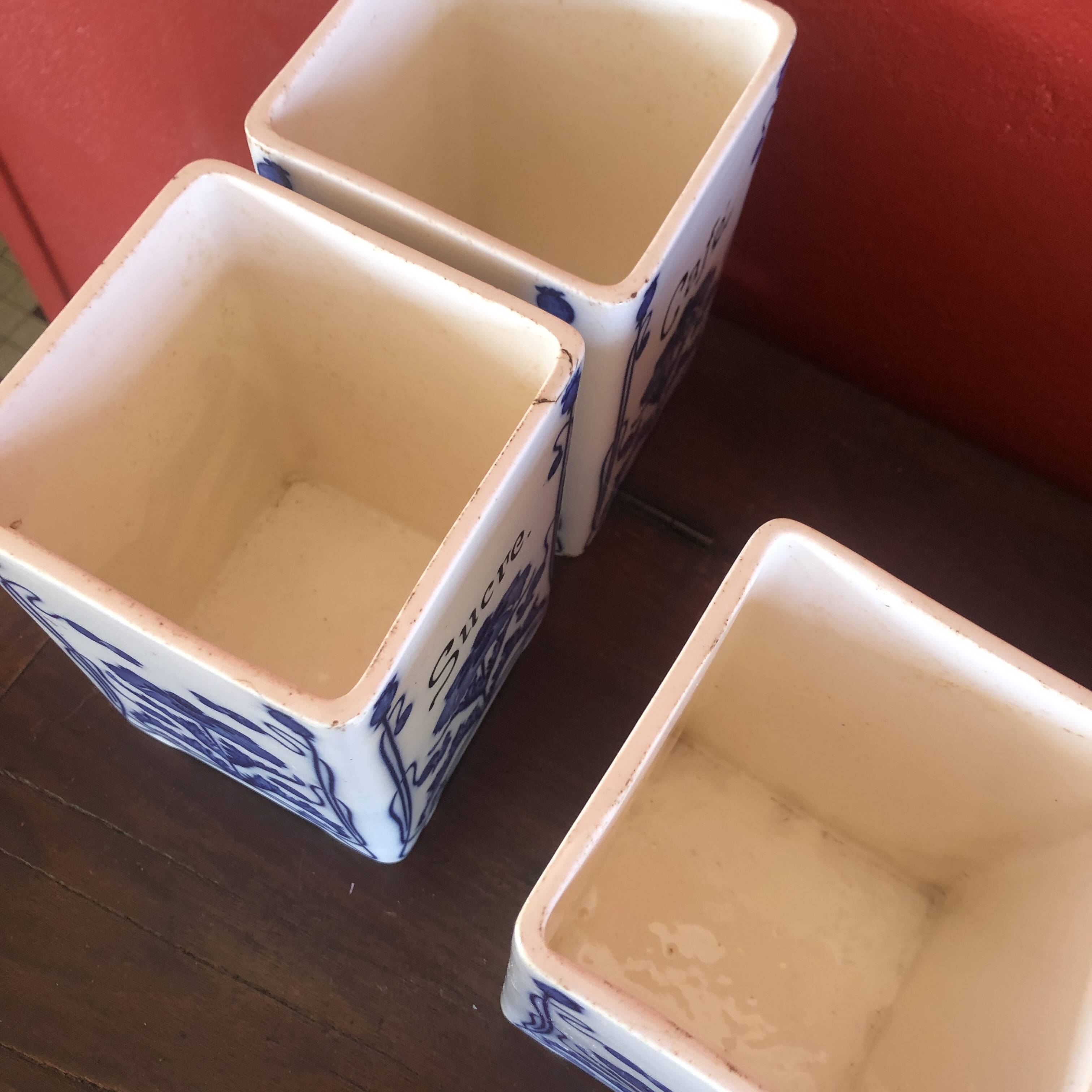 5 cobalt blue flower spice jar