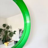 Miroir rond en plastique vert, années 70
