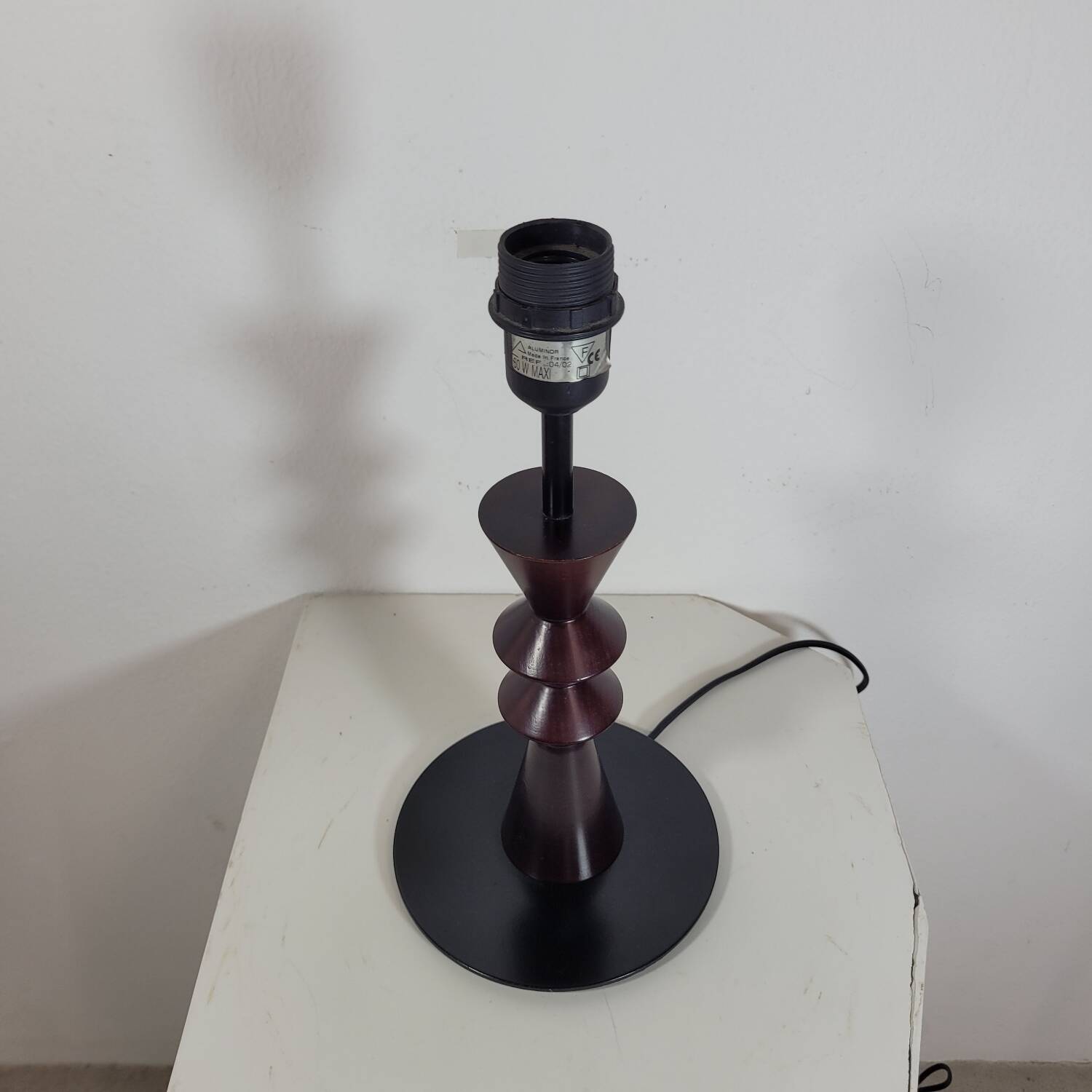 Vintage Aluminor France table lamp in wood and metal