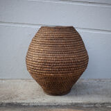 Old basket, straw and brabble, woven basket, interior decoration