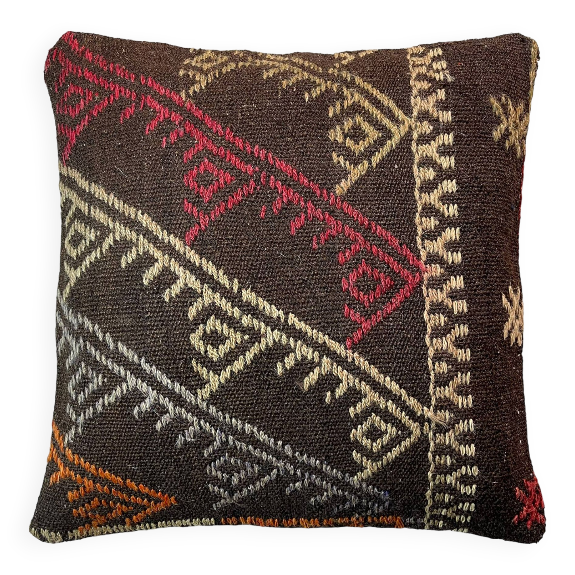Vintage turkish kilim cushion cover , 55 x 55 cm