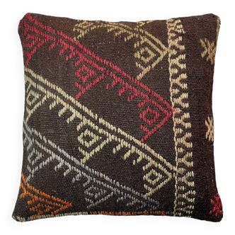 Vintage turkish kilim cushion cover , 55 x 55 cm