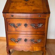 Secretary with drop-down front, signed Jean Laick, master cabinetmaker, cherry wood.