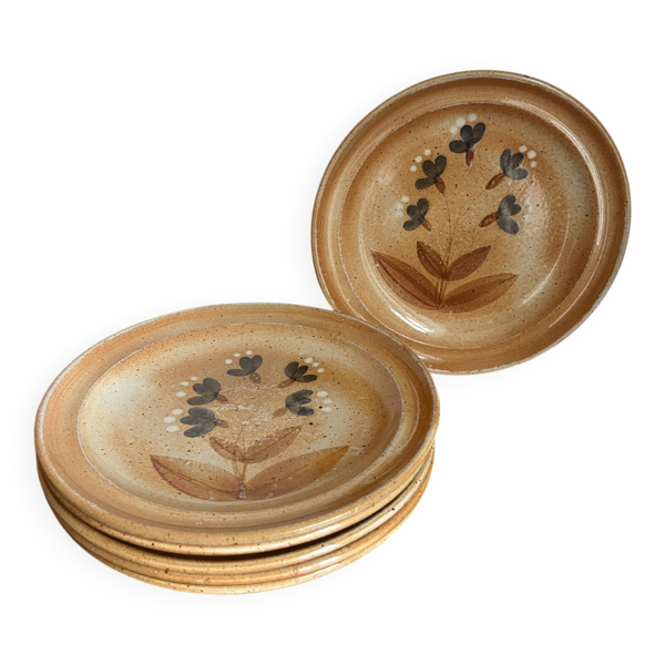 6 assiettes plates en grès