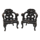 Pair of Chinese Qing Dynasty Carved Dragon Armchairs,Ebonized Hardwood,19th