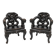 Pair of Chinese Qing Dynasty Carved Dragon Armchairs,Ebonized Hardwood,19th