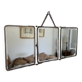 Miroir triptyque de barbier en verre biseauté, 1930