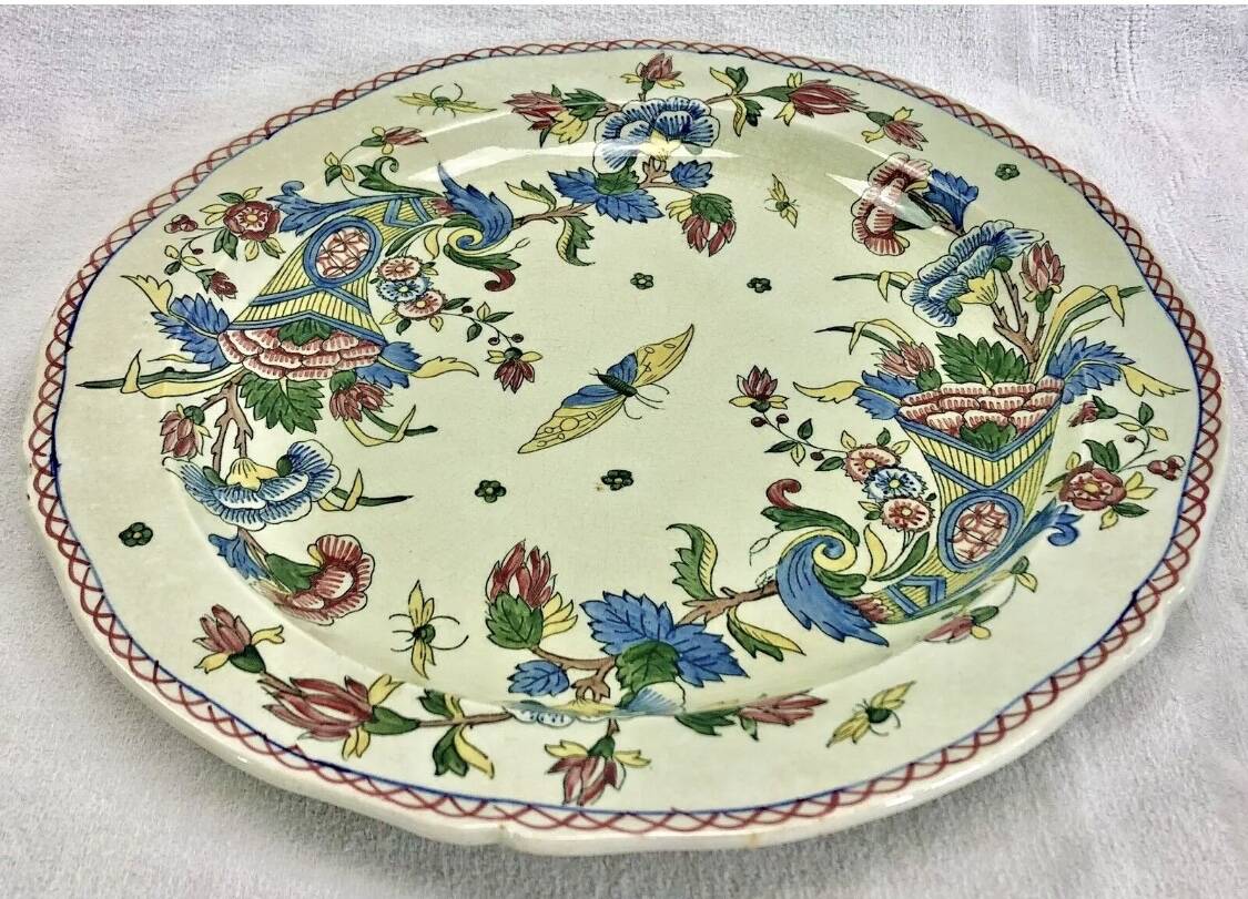 Round semi-hollow dish 31 cm Gien cornucopia XIX