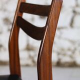 4 vintage Scandinavian chairs in teak and imitation leather, 1960