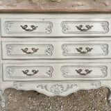 Louis XV style chest of drawers in patinated cherry wood and raw wood top