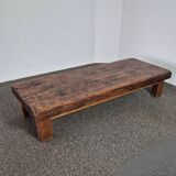 Table basse brutaliste en chêne, France années 1950