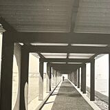 Photograph black and white silver print circa 1970 architecture