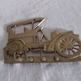 Tea towel holder or brass wall key holder in jalopy shape