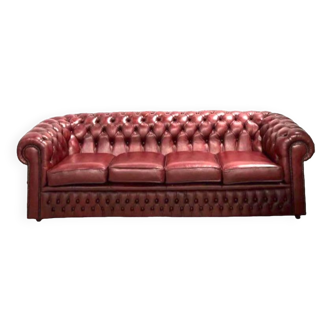 Canapé Chesterfield en cuir bordeaux