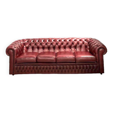 Burgundy leather Chesterfield sofa