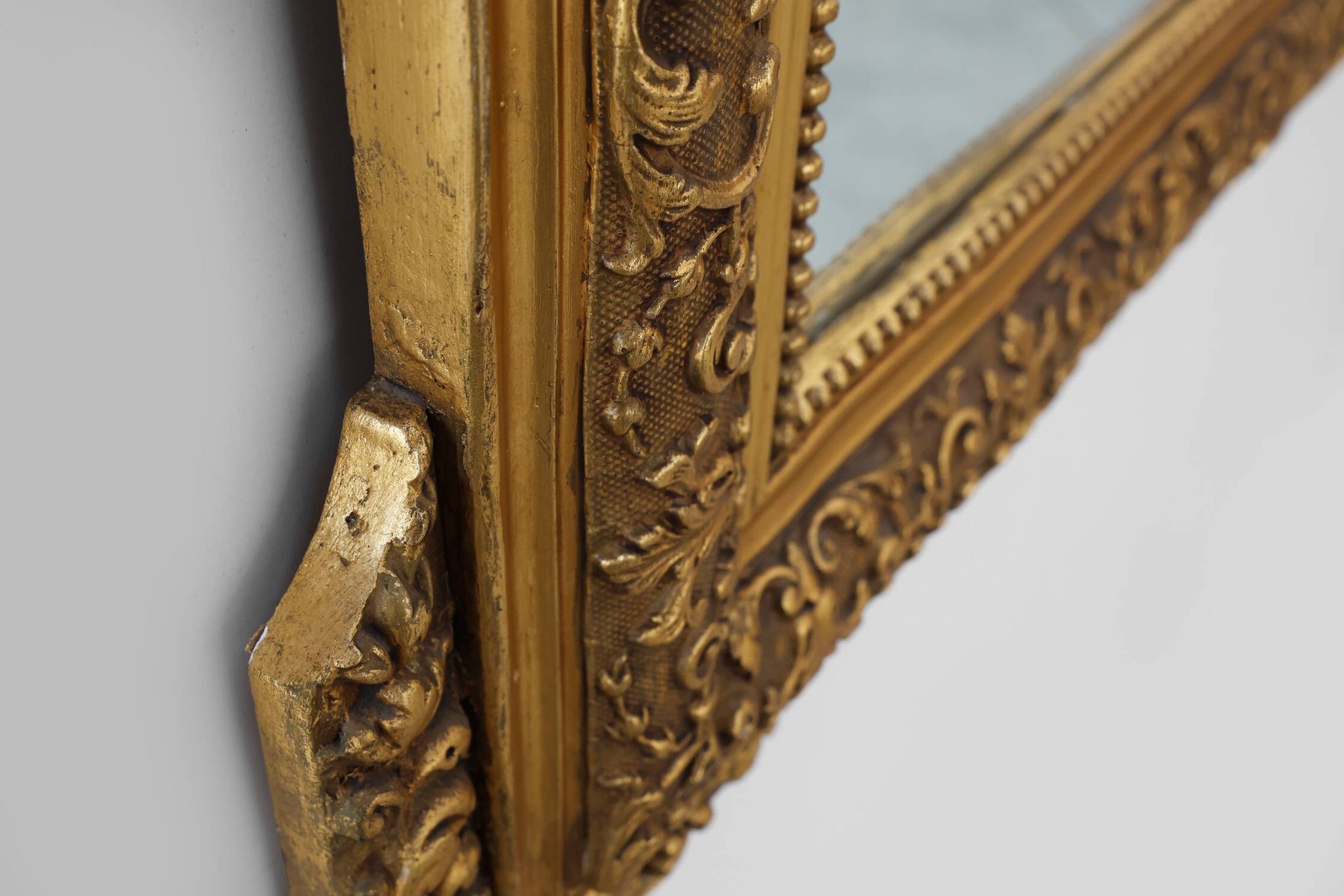 Large square giltwood mirror in Baroque style, 20th century