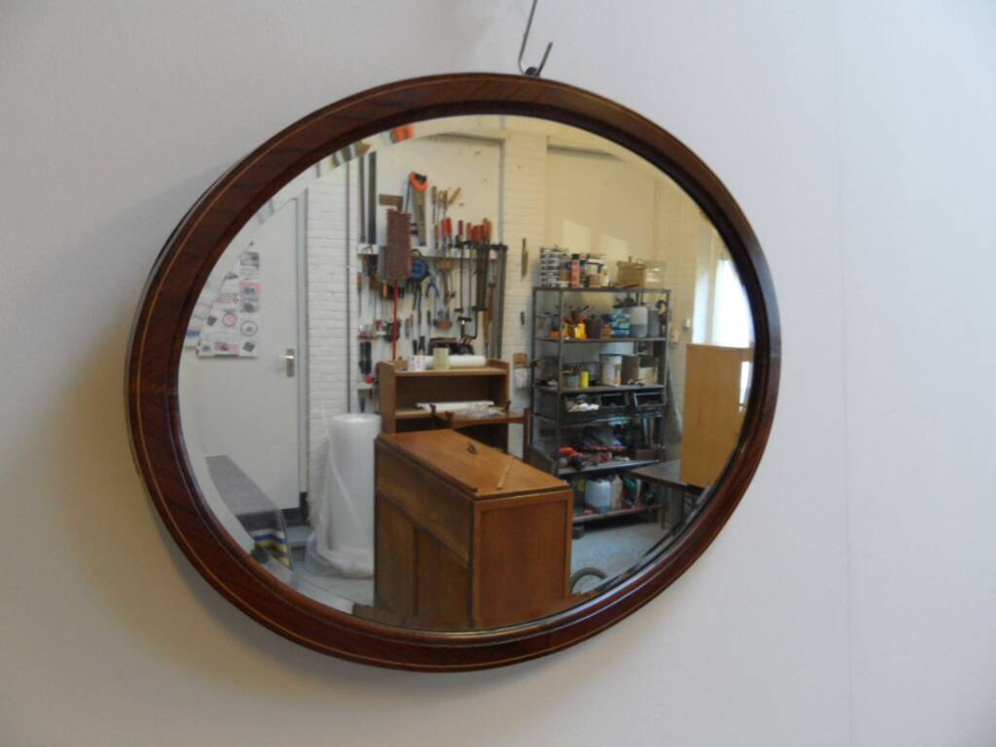 Antique mahogany oval mirror