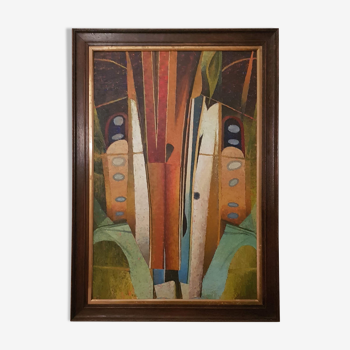 Abstract Painting on board, framed, circa 1970s