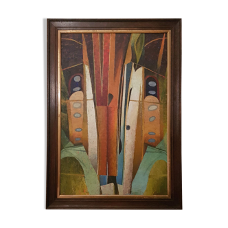 Abstract Painting on board, framed, circa 1970s
