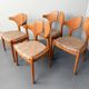 Set of 4 organic dining chairs, solid teak wood by Kai Kristiansen for Schou Andersen, Denmark, 1970s