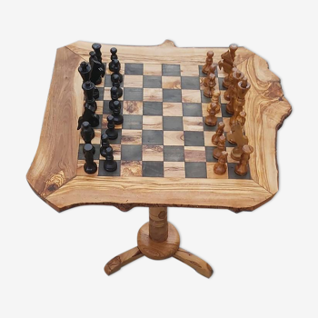 Table d'échecs rustique bois d'olivier jeu d'échecs 18 "