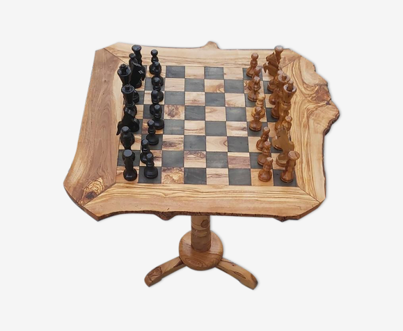Table d'échecs rustique bois d'olivier jeu d'échecs 18 " | Selency